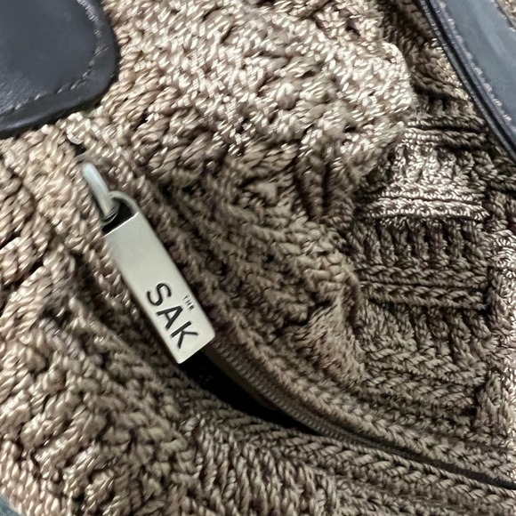 The Sak Boho Knit String hobo baguette shoulder bag Y2K - Picture 4 of 9